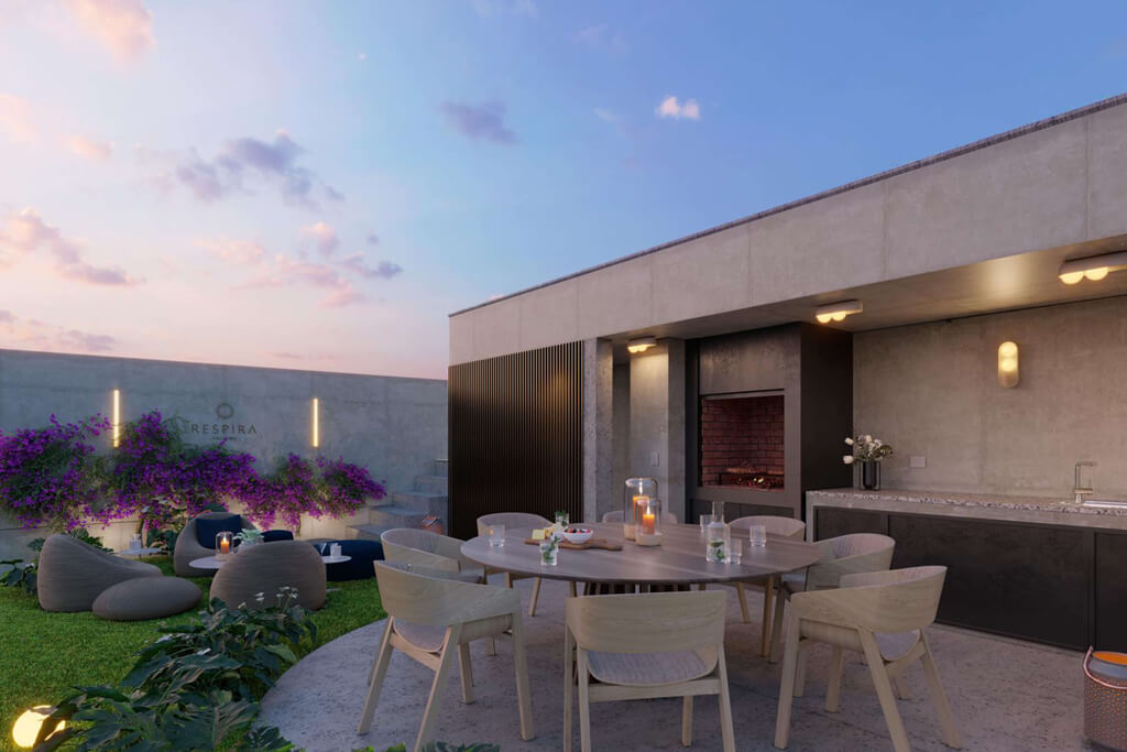 Piscina con deck de madera