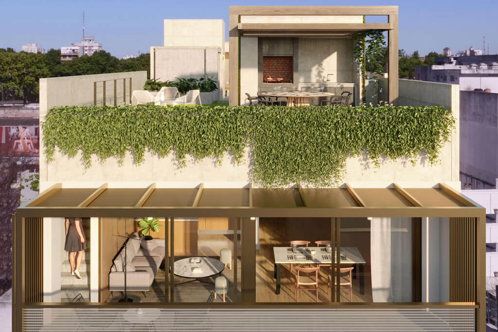 Cocina con isla de mármol